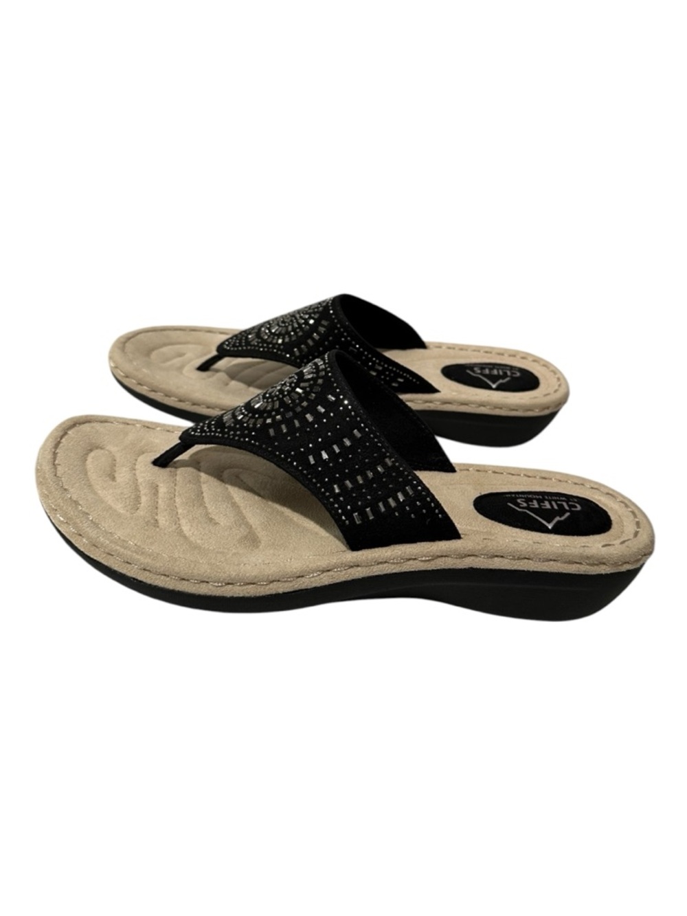 New in Box Cliffs by White Mountain Cienna Size 11 Women's Black Thong Sandals - Picture 4 of 8